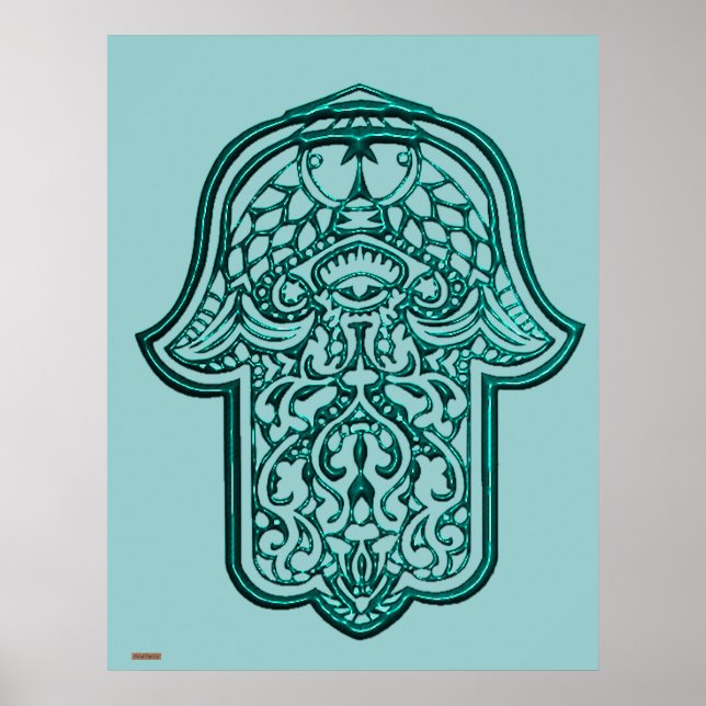 Henna Hand of Hamsa (Teal) Poster (Framsidan)
