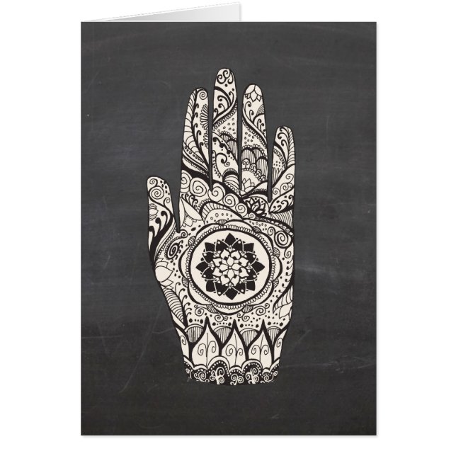 Henna Hand Tattoo med Lotus Flower Hälsningskort (Framsidan)