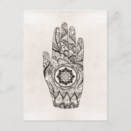 Henna Hand Tattoo med Lotus Flower Vykort