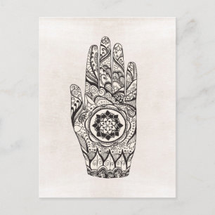 Henna Hand Tattoo med Lotus Flower Vykort