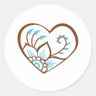 Henna Heart Blue Runt Klistermärke