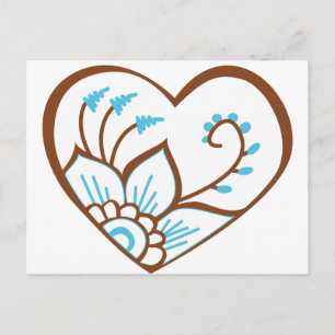 Henna Heart Blue Vykort