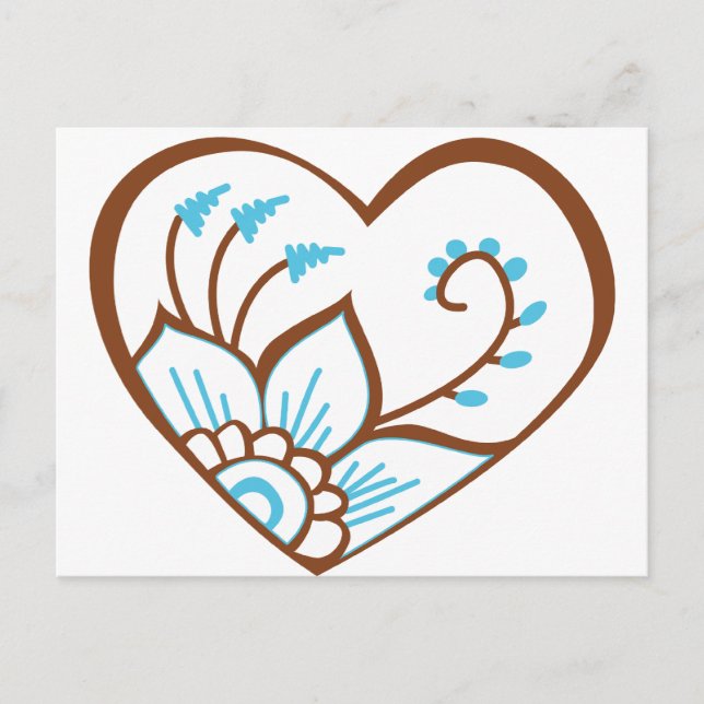 Henna Heart Blue Vykort (Framsida)