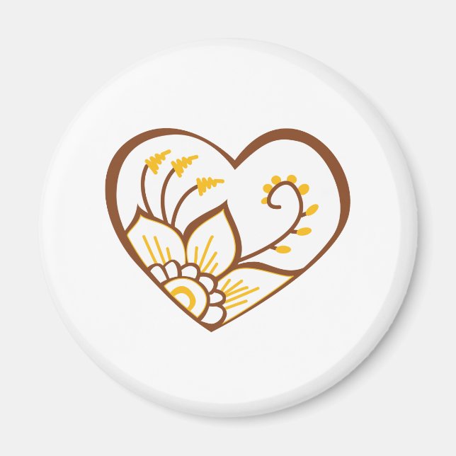 Henna Heart Gult Magnet (Framsidan)