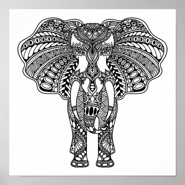 Henna Mehndi Decorated Indian Elephant 2 Poster (Framsidan)