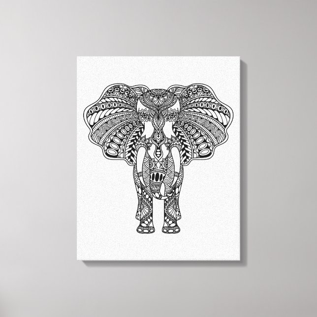 Henna Mehndi Decorated Indian Elephant 6 Canvastryck (Framsida)