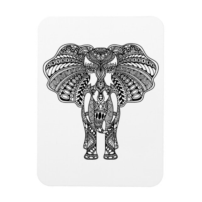 Henna Mehndi Decorated Indian Elephant Magnet (Vertikal)