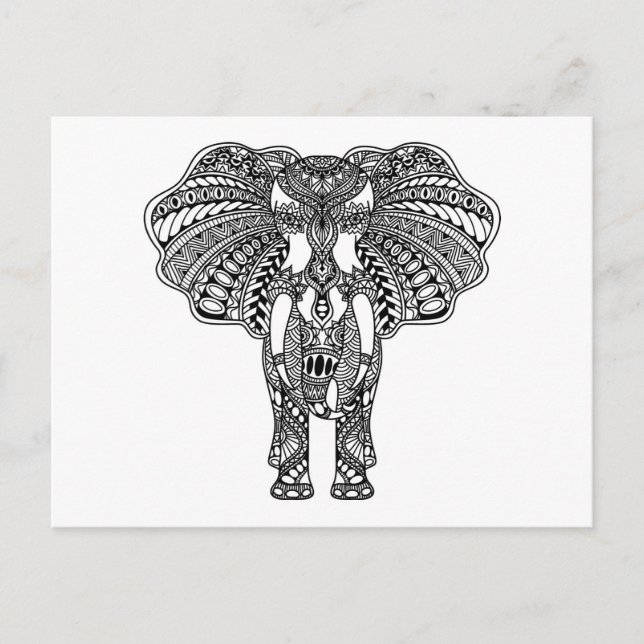 Henna Mehndi Decorated Indian Elephant Vykort (Framsida)