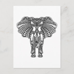 Henna Mehndi Decorated Indian Elephant Vykort
