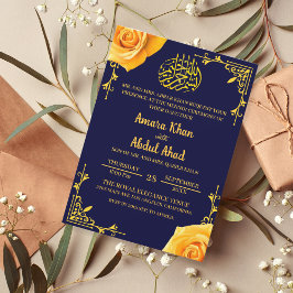 Henna Mehndi Gul ros islamisk muslimsk Bröllop Inbjudningar