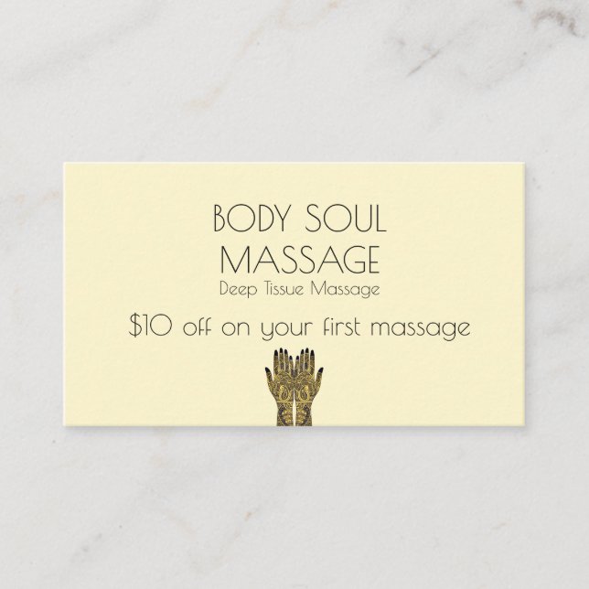 Henna Mehndi Händer Artistic Massage Rabattkort (Framsida)