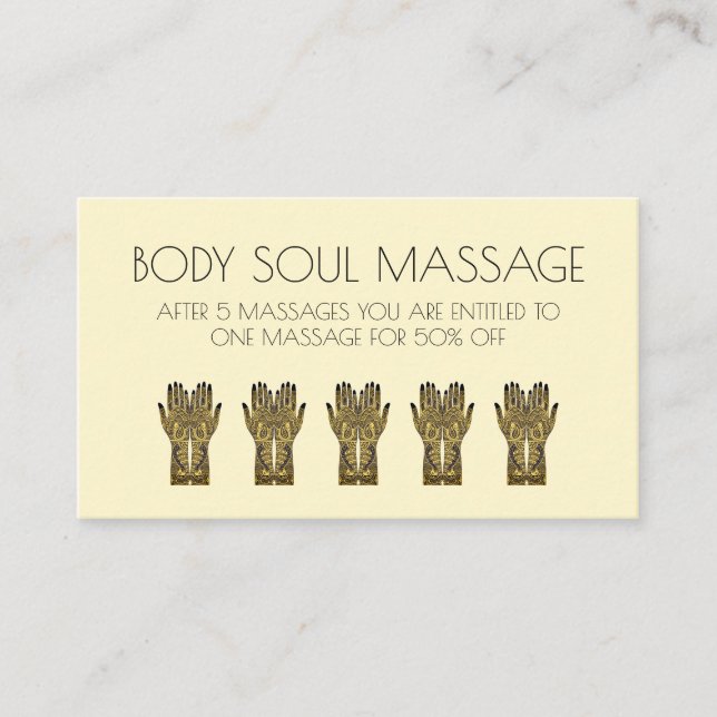 Henna Mehndi Händer Design Lojalitetskort (Framsida)