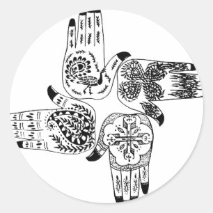Henna Mehndi Händer insk design Paweatade Bröllop Runt Klistermärke