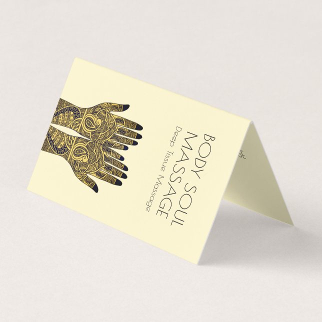 Henna Mehndi Händer massage Therapist Practice Visitkort (Framsida)