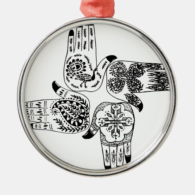 Henna Mehndi räcker indiska designer målat bröllop Julgransprydnad Metall (Framsidan)