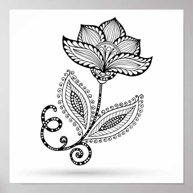 Henna Paisley Mehndi Doodles 2 Poster (Framsidan)