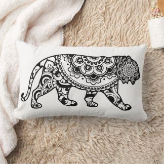 Henna Pattern Lion Art Black and White Lumbarkudde