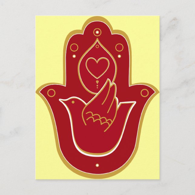 Henna Peace och Kärlek Hamsa Vykort (Framsida)