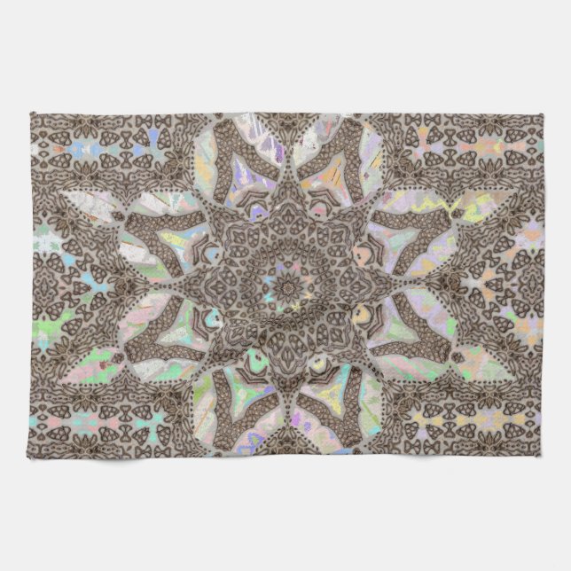 Henna Phownix Fractal Mandala Art Kitchen Towel Kökshandduk (Horisontell)