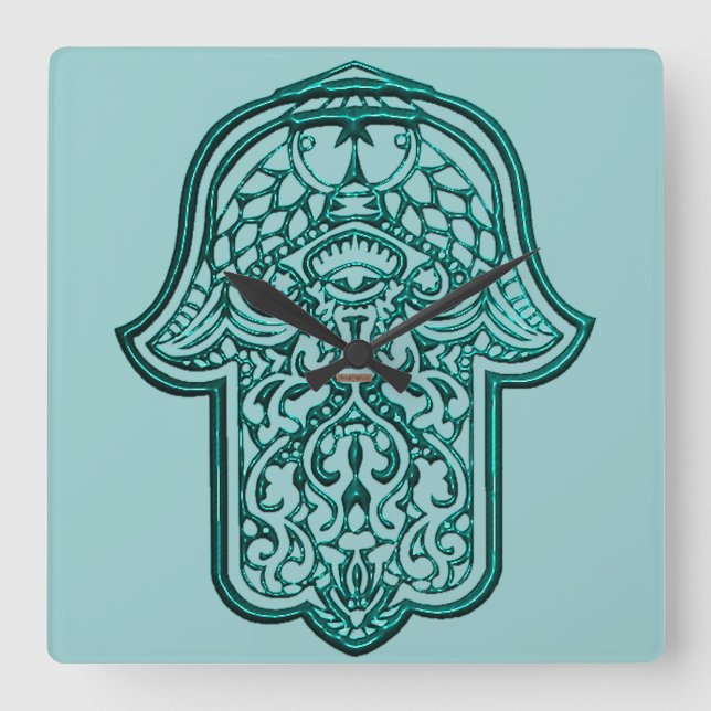 Henna räcker av Hamsa (krickan) Fyrkantig Klocka (Framsida)