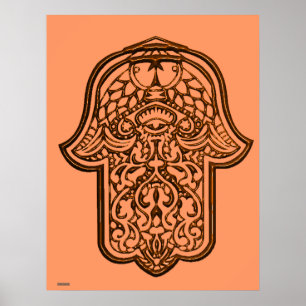 Henna räcker av Hamsa (orangen) Poster