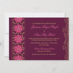 Henna Raisin Rosa Guld indisk bröllopsinbjudan Inbjudningar