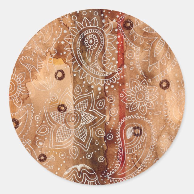 Henna Sticker Runt Klistermärke (Framsida)