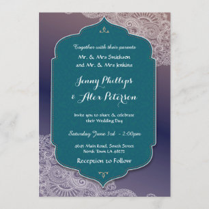 Henna Stil judiska Bröllopsfesten Arabianska natte Inbjudningar