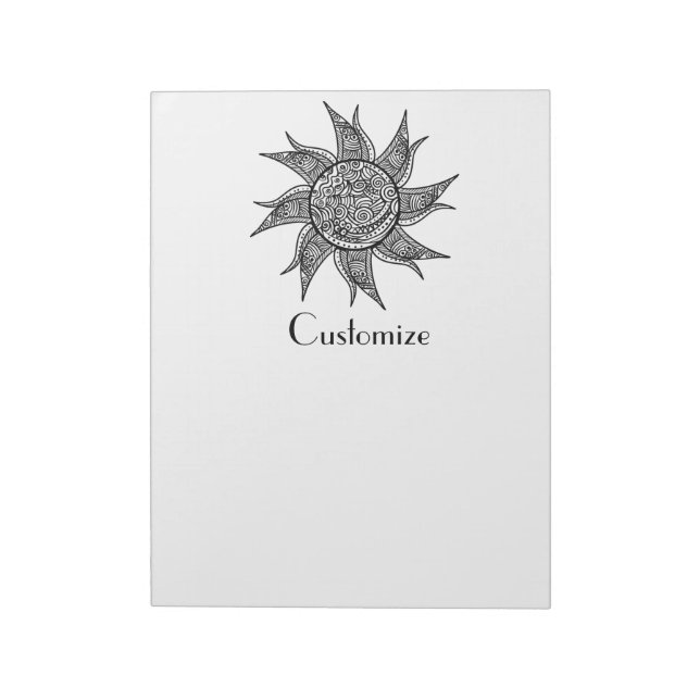 Henna-stil Sol Tattoo Thunder_Cove Anteckningsblock (Roterad)