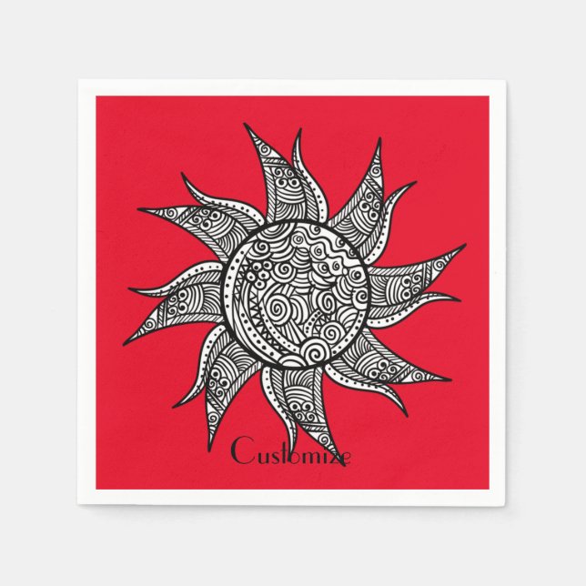 Henna-stil Sol Tattoo Thunder_Cove Pappersservett (Framsidan)