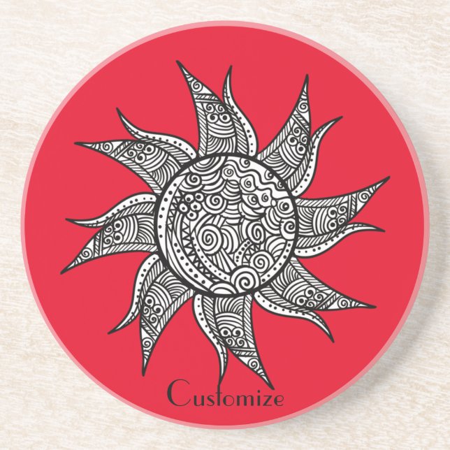 Henna-stil Sol Tattoo Thunder_Cove Underlägg (Framsidan)