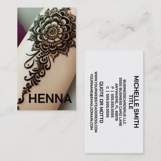 Henna Tattoos Affärskort Visitkort (Fram/baksida)