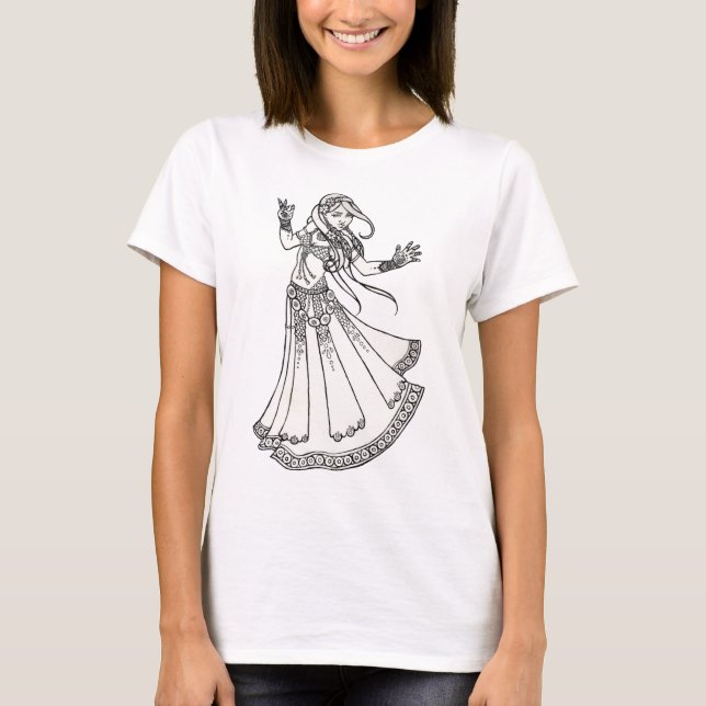 Henna Tribal Belly Dancer Tee Shirt (Framsida)