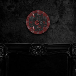 Henna Zodiac Magic | Röd gotiic Skull Ro Potion Rund Klocka