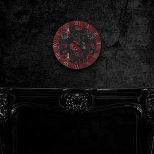 Henna Zodiac Magic Röd gotiic Skull Ro Potion Rund Klocka