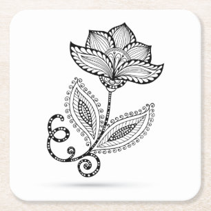 HennaPaisley Mehndi klotter Underlägg Papper Kvadrat