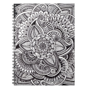 Hennastil (svarten på vit) anteckningsbok