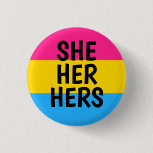 henne/henne/pansexual prideflagga för hennes knapp