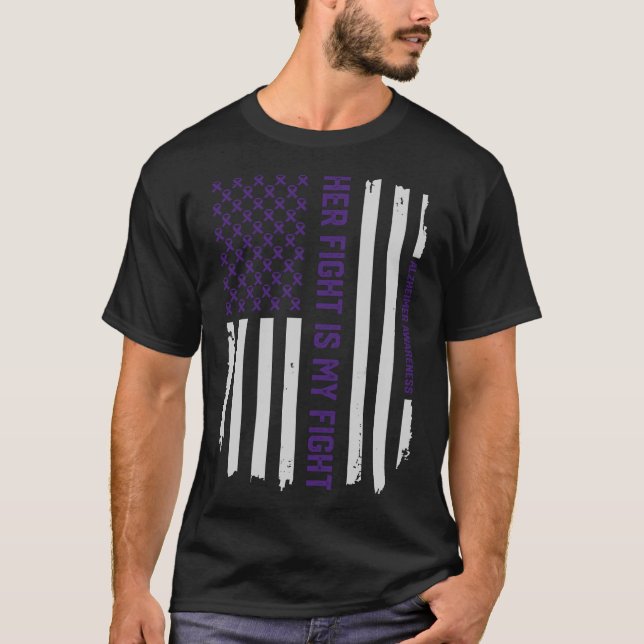 Henne slagsmål - Alzheimers medvetenhetamerikanska T Shirt (Framsida)