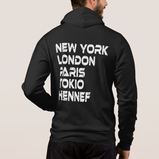 Hennef New York London Tokio Paris Hoodie T Shirt (Baksida)