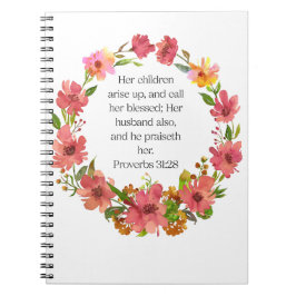 Hennes barn reser sig och kallar henne välsignad.. anteckningsbok