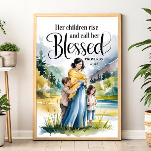 Hennes barn Stiga upp - kristen murkonst för kvinn Poster