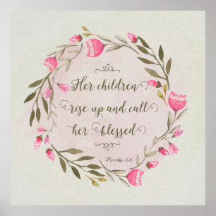 Hennes barn Stiga upp upp och kallar henne välsig Poster