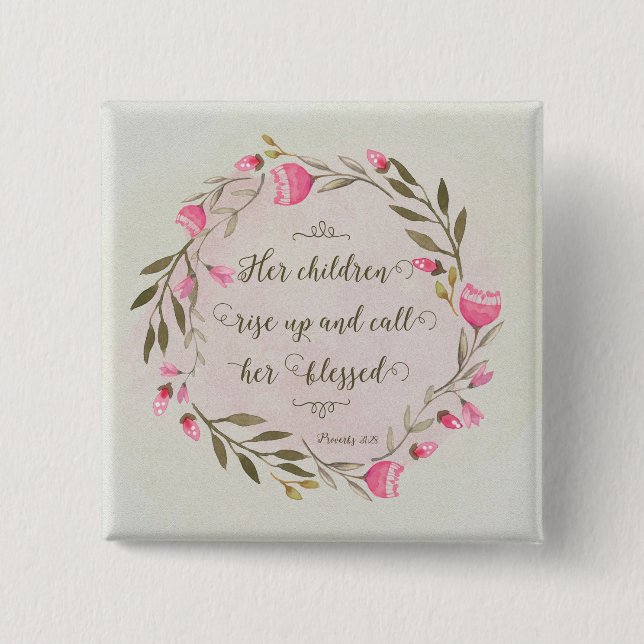 Hennes barn Stiga upp upp och kallar henne välsign Knapp (Framsida)