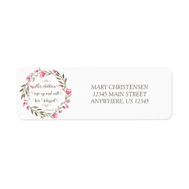 Hennes barn Stiga upp upp och kallar henne välsign Returadress Etikett (Framsidan)