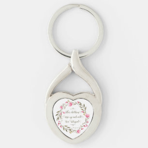 Hennes barn Stiga upp upp och kallar henne välsign Twisted Heart Silverfärgad Nyckelring