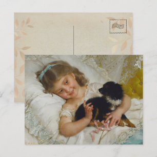 Hennes bästa vän, lilla flicka med hund, Vintage Vykort
