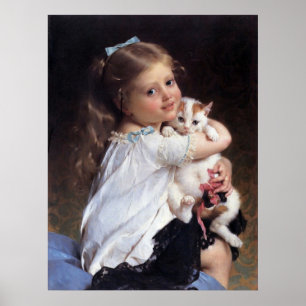 Hennes bästa vän   Little Girl with Kitten Poster