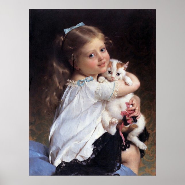 Hennes bästa vän | Little Girl with Kitten Poster (Framsidan)