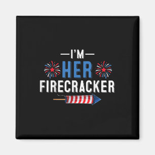 Hennes brandman 4:e juli USA Patriotic Coupl Magnet